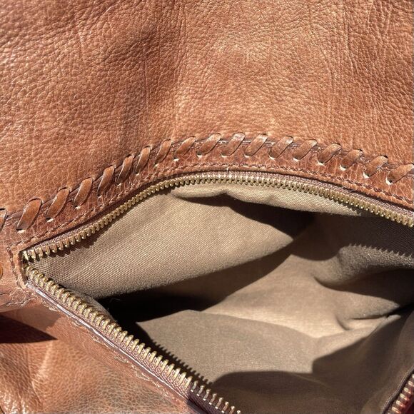Isabella Fiore Brown Leather Hobo Bag Satchel Purse Braided Detail - Picture 6 of 11